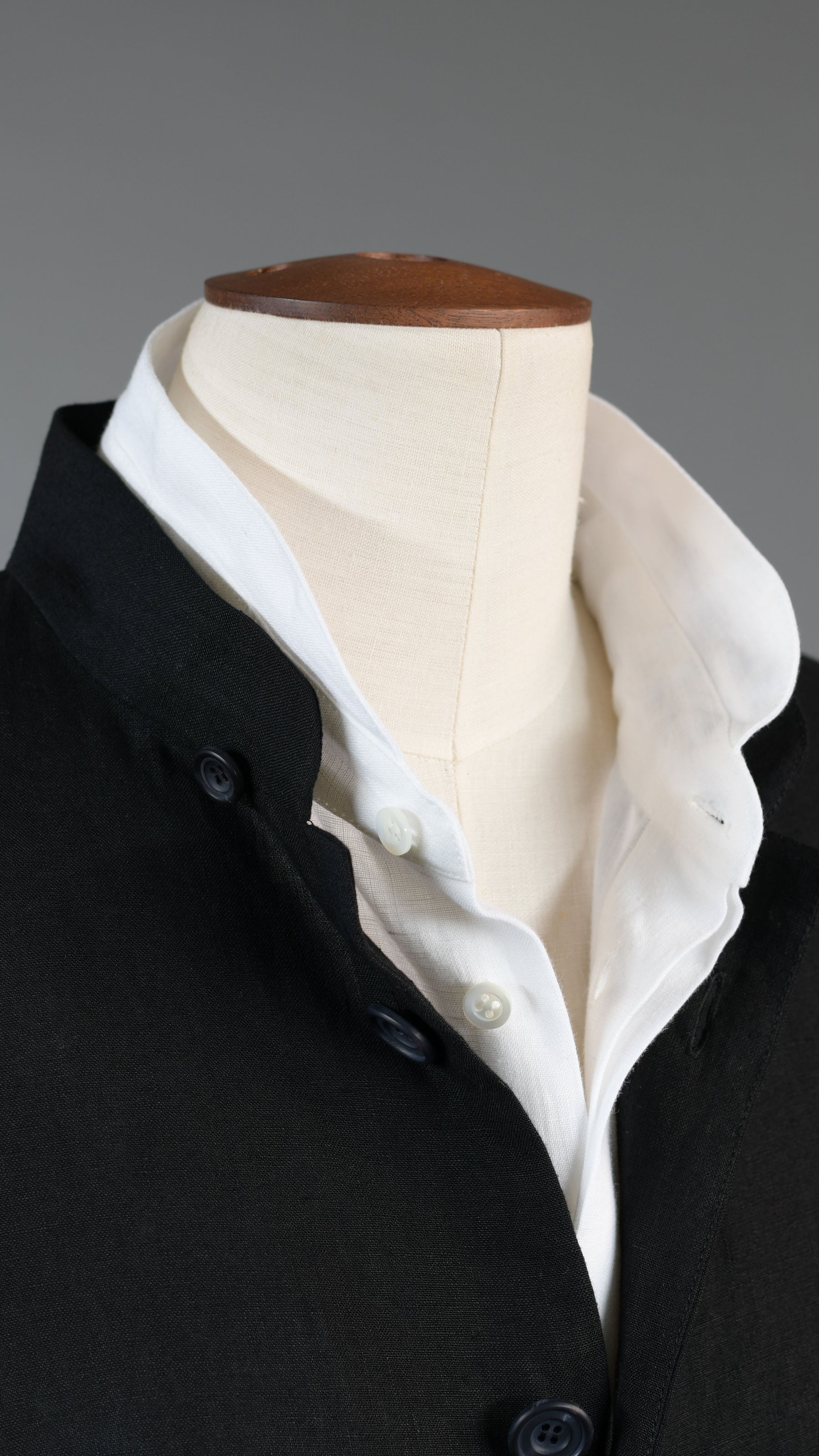 side panelled mandarin jacket - long in black