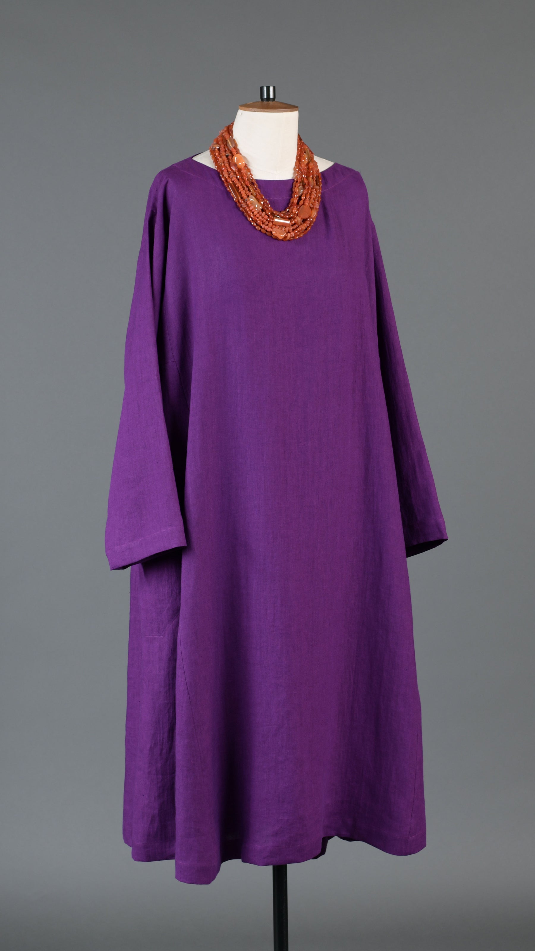 side panelled scoop neck dress in violet