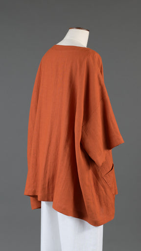 angle-to-front 3/4 sleeve scoop neck tunic - long in burntorange