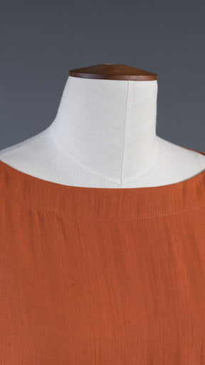 angle-to-front 3/4 sleeve scoop neck tunic - long in burntorange
