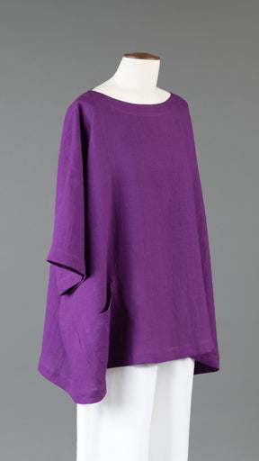 angle-to-front 3/4 sleeve scoop neck tunic - long in violet