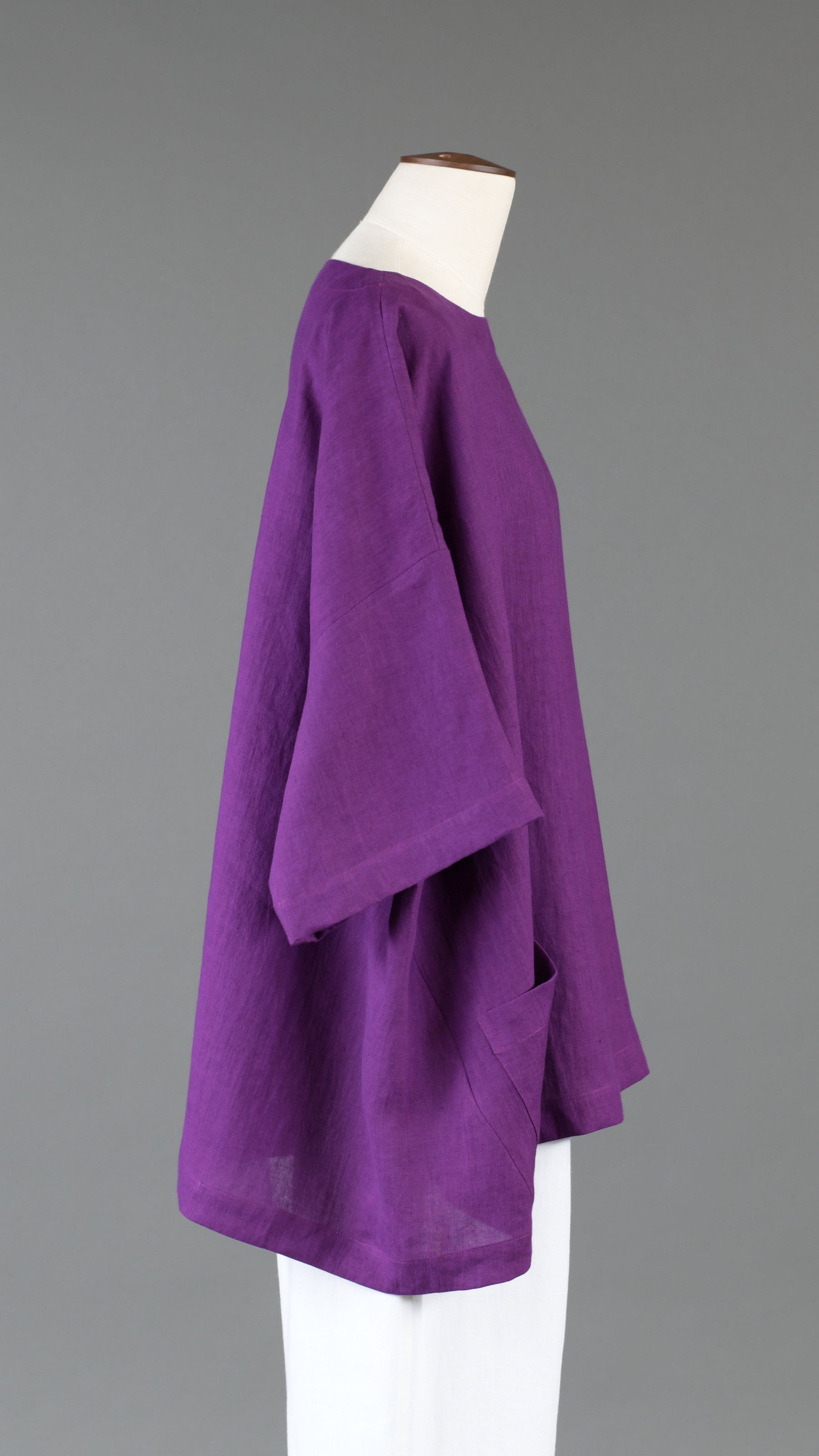angle-to-front 3/4 sleeve scoop neck tunic - long in violet