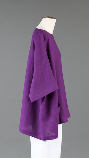 angle-to-front 3/4 sleeve scoop neck tunic - long in violet