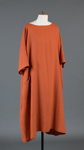 angle-to-front side seam scoop neck t shirt dress in burntorange
