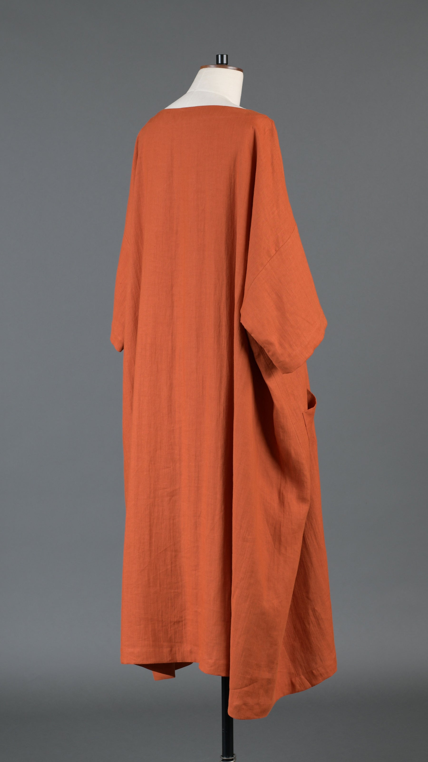 angle-to-front side seam scoop neck t shirt dress in burntorange