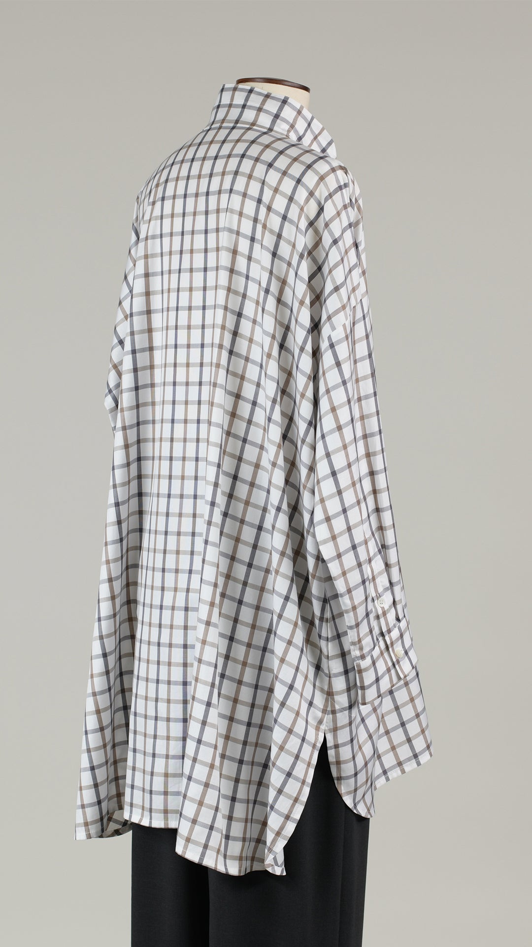 wide a-line double stand collar classic shirt - long plus white