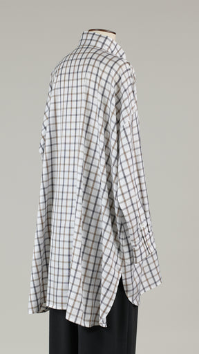 wide a-line double stand collar classic shirt - long plus white